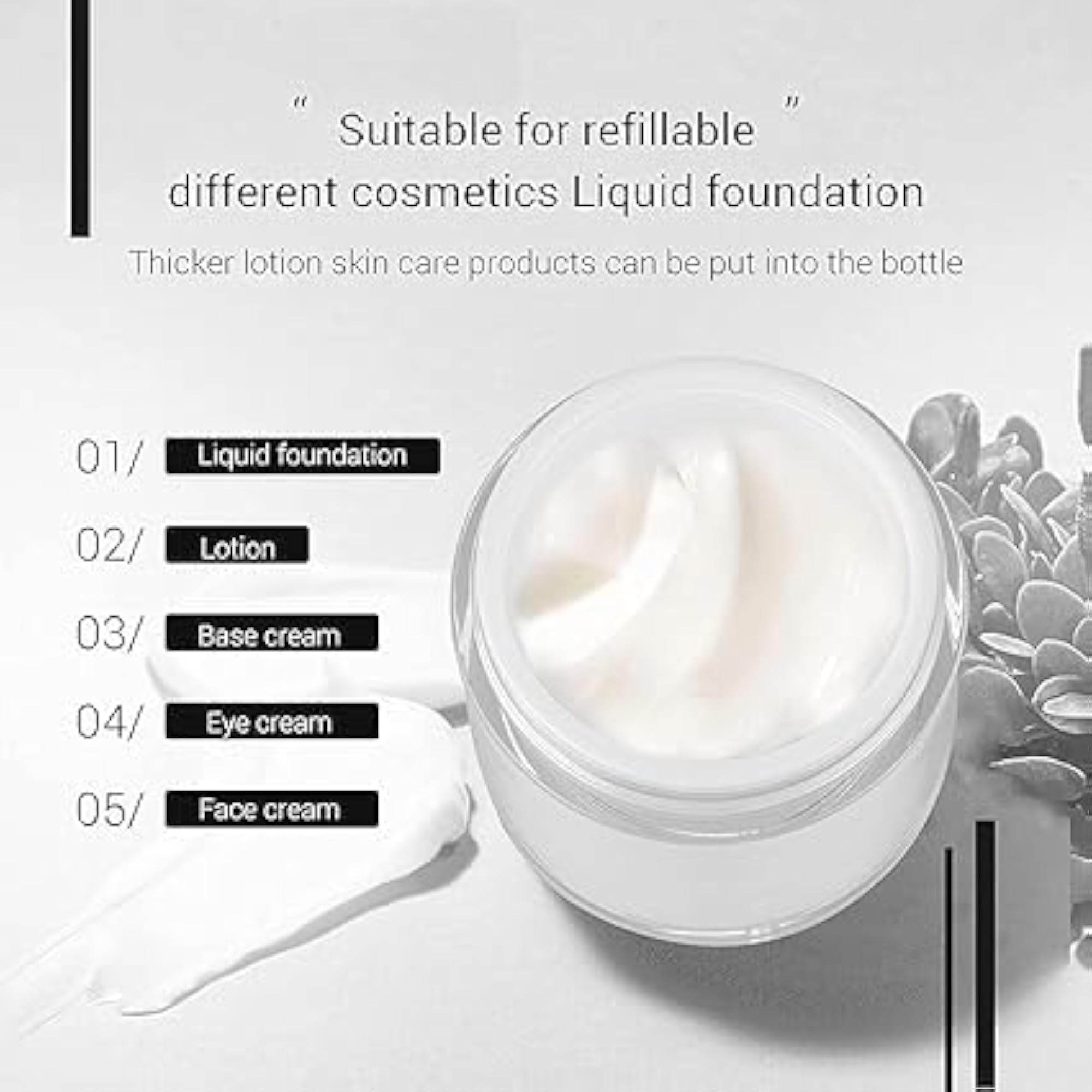Airless Pump Jars 50ML Empty Refillable Cosmetic Container